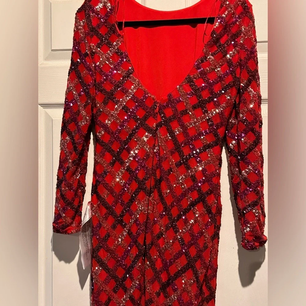 EMERY DRESS In Rouge Red Multi - Picture 3 of 7